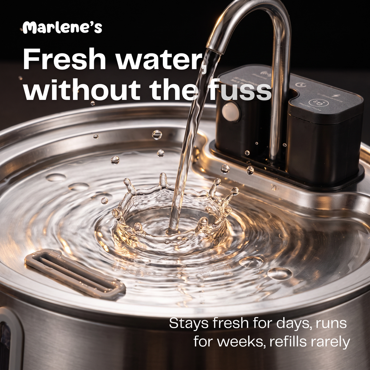 Wireless Stainless Steel Water Fountain + Filters