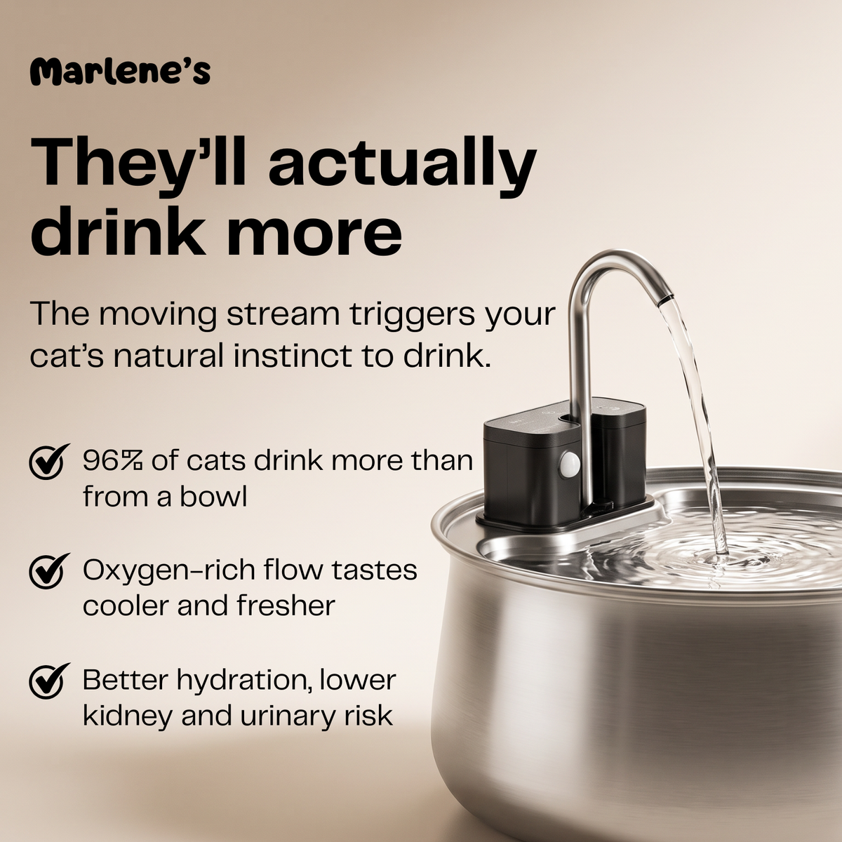 Wireless Stainless Steel Water Fountain + Filters